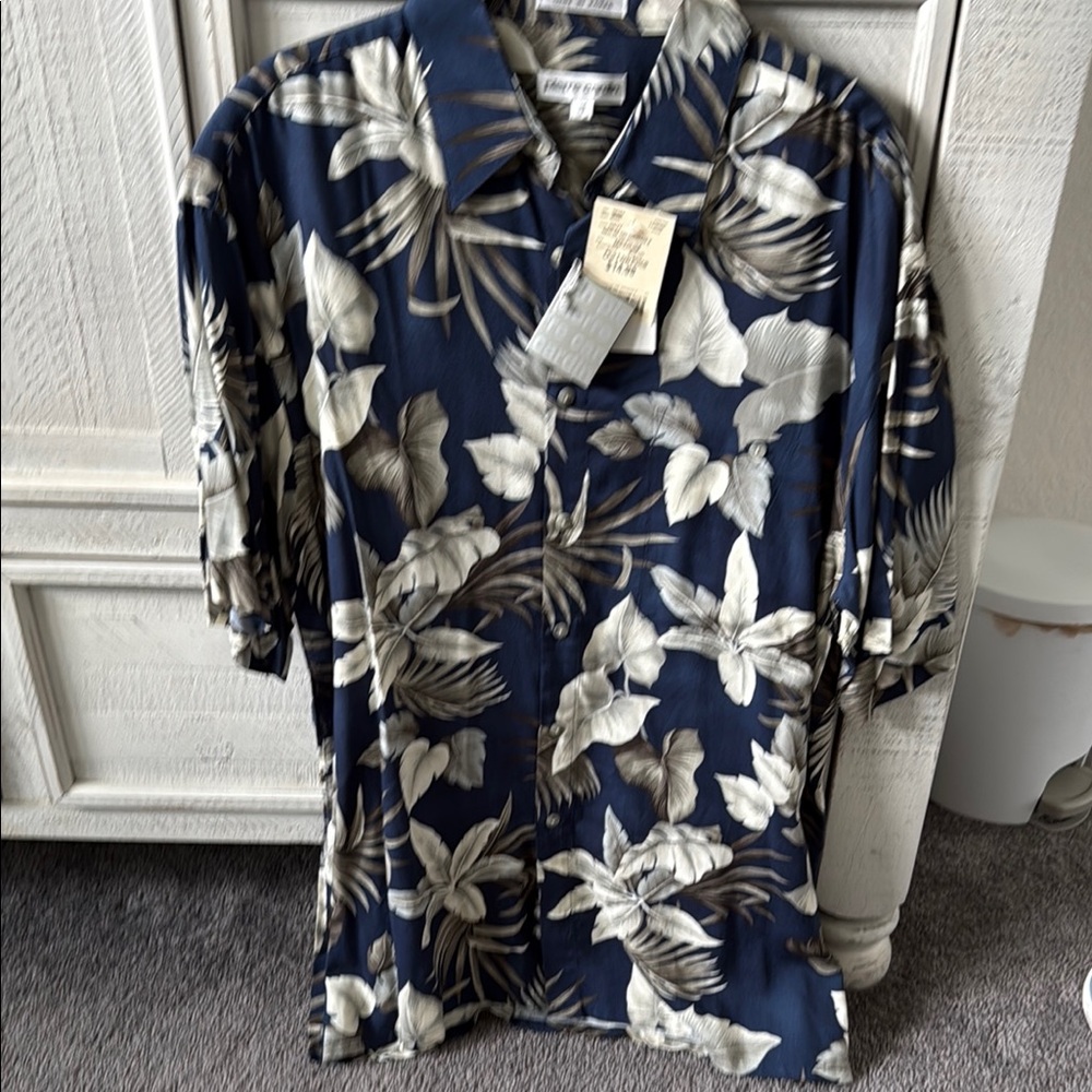 Pierre Cardin Blue and White Floral Casual Shirt